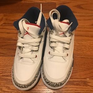 Brand new w/o box blue white, red and gray jordan